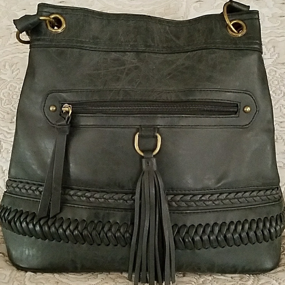 Braid and Fringe Grey Purse
